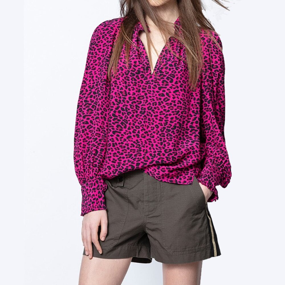 NWT - Zadig & Voltaire Leopard Print Tunic Blouse… - image 1